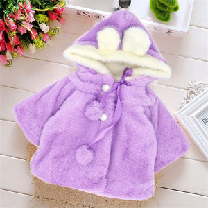 Adorable Fur Hooded Warm Coat For Baby Girl